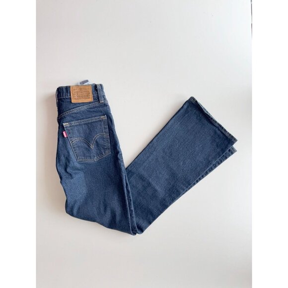 LEVI'S Ribcage Boot High Key Dark Wash Cotton High Rise Bootcut Jeans, Size 24 - Picture 4 of 15